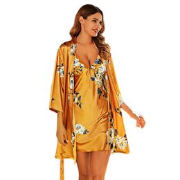 Two Piece Silk Pajamas Feminine Suit Home Wear Two-piece Nightgown Ice Silk Sleepwear Set Pajama Set Sexy Pajamas Suit Women Q0706