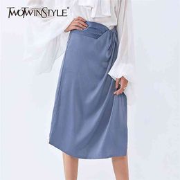 Ruched Casual Skirt For Women High Waist Solid Minimalist Midi Skirts Female Autumn Fashion Clothing 210521