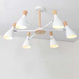 Pendant Lamps Nordic Wooden LED Chandelier Turn To Modern Dining Light Ceiling Living Lamp Bedroom Lighting