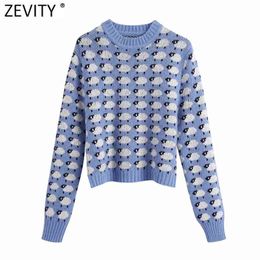 Women Fashion Animal Ribbed Trims Jacquard Knitted Sweater Vintage O Neck Long Sleeve Female Pullover Chic Tops S528 210420