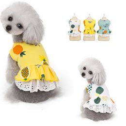 Pet clothing spring and summer dog Apparel dogs pets supplies wholesale pineapple skirt 6 sizes 3 Colours