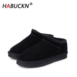 HABUCKN Women Australia Classic Snow Boots Winter Warm Leather Flats Warterproof High-quality Ankle large size Lazy boots 211022