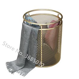 Storage Baskets Quality Waterproof Laundry Basket Metal Not Fade Golden Gold Color Dirty Clothes Home Creative Organizer 40*55cm