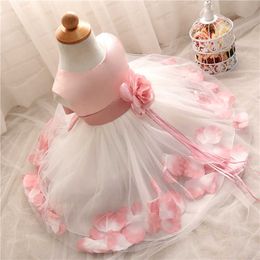 White Kids Birthday Princess Party Dress for Girls Infant Flower Children Bridesmaid Christmas Ball Dresses Baby Girls Clothes Q0716