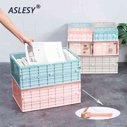 Foldable Storage Box Plastic Toy Makeup Organizer with Cover Books Container Car Trunk Boxes Case Home Organization and Storages 210330