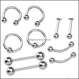 Hoop & Hie Jewellery Unisex Stainless Steel Body Curved Earrings Eyebrows Nose Lips Nipples Punk 10 Pieces. Drop Delivery 2021 Qoyzl