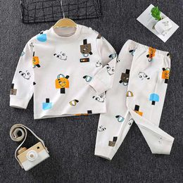 Clothing Sets Kids Boys Girls Pyjama Cartoon Print Long Sleeve O-Neck T-Shirt Tops With Pants Toddler Baby Autumn Sleeping