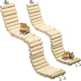 Small Animal Supplies Wooden Parrot Bird Ladder Climbing Ropeway Hamster Toy Pet Training Round Boardwalk Colored