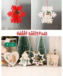 Décorations de Noël Pendentif arbre de sapin de Noël creux en bois 3D Santa Claus, Elk, Bonhomme de neige Décorer