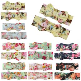 Vintage Flowers Pattern Elastic Parent-child Headband Set Cute Print Bunny Ears Toddler Hairband Baby Headwear Party Decoration