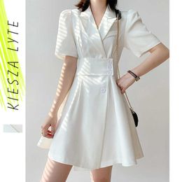 Casual Ladies White Shirt Dress Lantern Sleeve A Line Summer Women Tunic Dresses vestido de mujer 210608