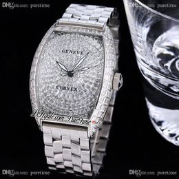 TWF V2 Cintrée Curvex Automatic Mens Watch Paved Baguette Cut Diamonds Dial Stainless Steel Bracelet Super Edition Bling Hip Hop Jewelry Watches Puretime F06a1