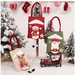 Christmas Decorations Year Santa Sacks Bags Candy Apple Handles For Gift Home Decore Presents Xmas Tree Decor