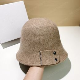 autumn winter japan style rhinestone button wool lady bucket cap women leisure hat