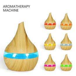 Colourful 300ml Humidifier Aroma Essential Oil Diffuser Ultrasonic Air Purifier with Colour Changing LED Light USB Wood Grain for Office Home Car Vehicle Mistorizer