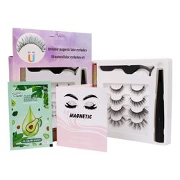 Soft Light Natural Invisiable Magnetic False Eyelashes With Magnet Eyeliner Tweezer Makeup Removal Glue-free Fake Lashes Handmade Reusable DHL Free
