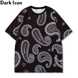 Bandana Black White T-shirt Men Summer Short Sleeved Men's Tshirts 210603