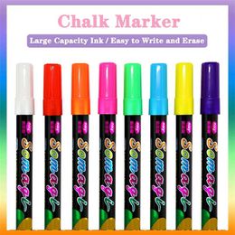 8 Pcs Liquid Chalk Marker Pens Set Erasable Colour Highlighter LED Writing Board Blackboard Glass Window Pen Painting Art Markers 211104