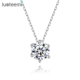 Pendant Necklaces LUOTEEMI Charm Necklace For Women Round Six Cubic Zirconia Fashion Jewellery Dating Party Birthday Gifts Colares