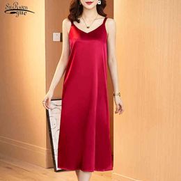 Summer Strap Sleeveless Dress Women Sexy Satin Long Casual Loose es Plus Size Clothing Robe Femme 14306 210508