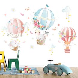 air Balloon Cartoon Animals Wall Stickers for Children Kids room Nursery Eco-frie Removable Wall Decor Removable PVC Viny 210705