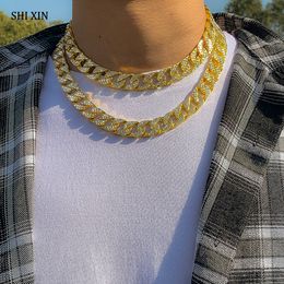 SHIXIN Hiphop Thick Iced Out Chain Necklace Men Pun Chunky Rhinestone Short Choker Necklace for Women Fashion Neck Chain Jewelry X0509