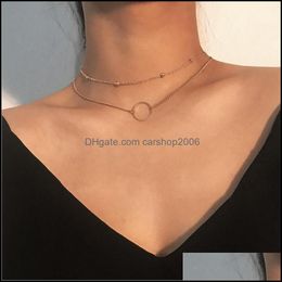Chokers & Pendants Jewelrychokers Choker Necklace Women Two Layer Round Necklaces Gold Color Chocker Neck Fashion1 Drop Delivery 2021 Uvjjd