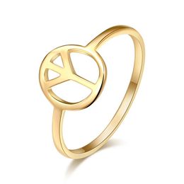 Stainless Steel Ring For Women Peace Symbol Round Engagemen Wedding Accessories Mujer Bague Femme Jewellery