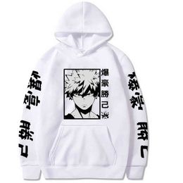 Harajuku My Hero Academia Hoodies Men Women Long Sleeve Sweatshirt Bakugou Katsuki Anime Black HoodiesTops Clothes Y211122