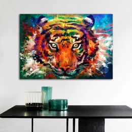 Colourful Tiger Home Decor Canvas Painting Animal Posters Wall Art Pictures for Living Room Study Oil Painting Printed On Canvas