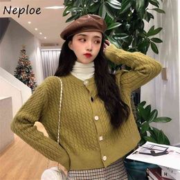 Women Knit Sweaters Autumn Winter Long Sleeve Cardigans Vintage O Neck Single Breasted Coats Top 1F235 210422