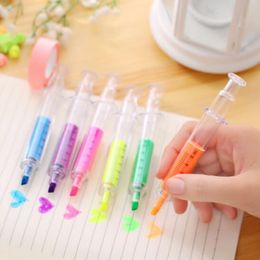 6 Colours Novelty Nurse Needle Syringe Shaped Highlighter Marker Pen Pens Stationery School Supplies k24