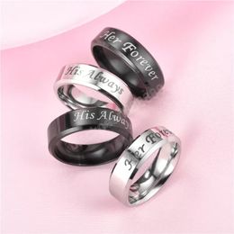 Letter His Always Her Forever band ring Stainless steel rings women mens love fashion Jewellery