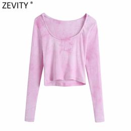 Spring Women Simply Tie Dyed Hooded T-shirt Ladies Long Sleeve Chic Camis Tank Casual Slim Knitting Crop Tops LS7631 210416