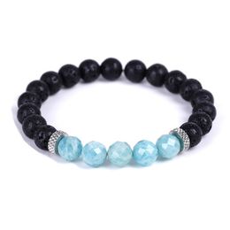 8MM Natural Stone Strand Bracelet Reiki Healing Energy Black Lava Amazonite Rubies Zoisite Lapis Quartz Crystal Beaded Bracelets