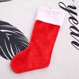 Christmas Stockings Xmas Tree Hanging Decoration Fireplace Socks Candy Gift Bag Short velvet Santa Classic Red White Felt Stocking JY0607