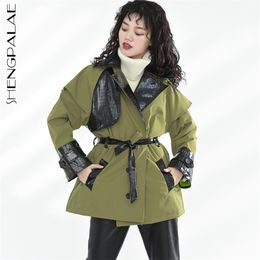 Safari Style Double Breasted Ladies Coat Spring Autumn Long Sleeve Plus Size Green Jacket Female 8Q62306 210427