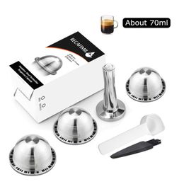 230ML Reusable Coffee Capsule For Nespresso Vertuoline & Refillable Stainless Steel Coffee Philtre With Milk Frother 220309