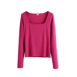 Toppies Sexy Square Collar Slim T-shirts Woman Knitwear Solid Colour Long Sleeve Skinny Tops 210406