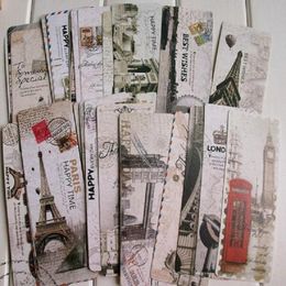 Bookmark 30pcs/box Vintage Europe Scenery Eiffel Tower London Magnetic Book Mark Papelaria Boekenlegger 01458