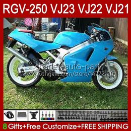 OEM Body For SUZUKI glossy cyan RVG250 250CC VJ 23 RGV250 SAPC VJ23 Cowling RGV-250CC 1997 1998 Bodywork 107HC.63 RGVT-250 RGVT RGV 250 CC RGV-250 Panel 97 98 Fairing Kit