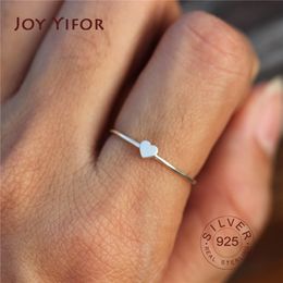 -Coração pequeno feminino anel ajustável moda 925 esterlina prata anel de amor bonito cor de ouro promessa anéis de casamento para mulheres q0708