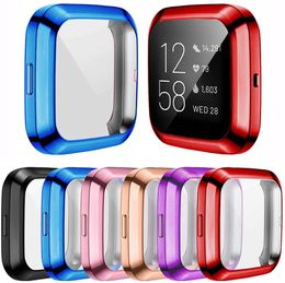 TPU Smart Watch Cases for Fitbit Versa 2 with screen film Soft All-Around Plated Protective Cover Scratch Resistant Bumper