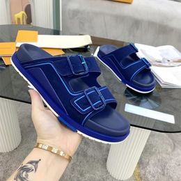 (With Shoes Box)Designer Shoes TRAINER MULE Suede Calf Leather Slipper supple micro sole Two Wide Adjustable Straps Mix Materials Anatomic insole Sneakers Men Women