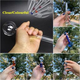 Clear/Colourful Smoking Pipes 3.9-5.5MM Oil Burner Big Large Pyrex Glass Oil Burner Pipes Glass Tube Nails