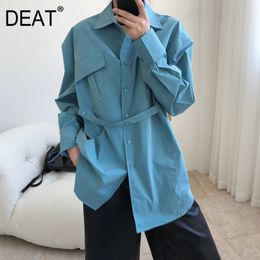Autumn And spring Fashion Casual Long Sleeve Lapel Shirt Loose Slimming Skinny Frosted Blouse For Top Women SF467 210421