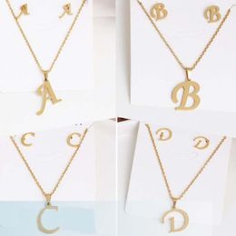 stainless steel childrens earrings UK - 26 Intial letter alphabet heart pendant necklace for women gold color A-Z alphabet necklace chain fashion jewelry Gift