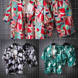 Men Vintage Print Tracksuit Mens Beach Track Suits 2020 Man Hip Hop Flower Sets Male Casual Shorts + Shirts Sweat suits M-5XL X0610