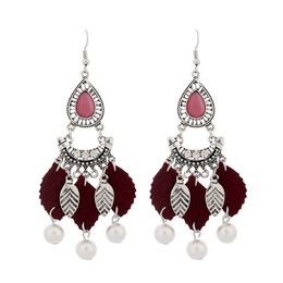 Fashion Ethnic Bohemian Drop Long Pearl Earrings For Women Jewelry Tassel Drop Crystal Vintage Boho Earrings