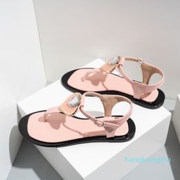 new Roman shoes heart-shaped rhinestones clasp flat slippers sandals with clip-toe non-slip sandals famous designer women women's fashion